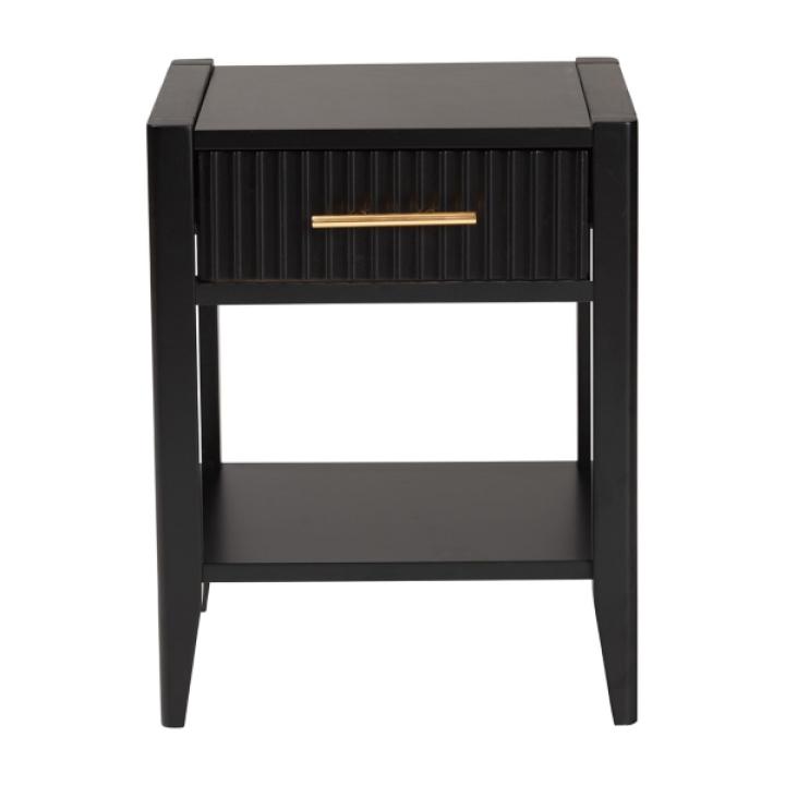 James Mid-Century Black 1-Drawer Nightstand
