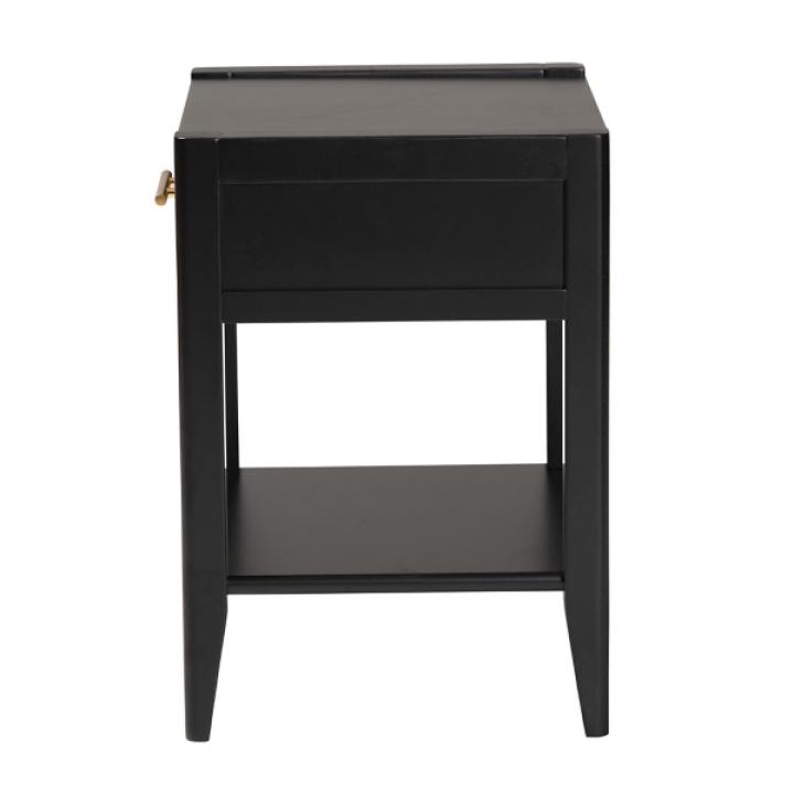 James Mid-Century Black 1-Drawer Nightstand