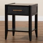 James Mid-Century Black 1-Drawer Nightstand