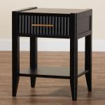 James Mid-Century Black 1-Drawer Nightstand