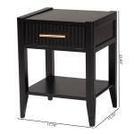 James Mid-Century Black 1-Drawer Nightstand