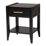 James Mid-Century Black 1-Drawer Nightstand