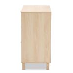 Natural Wood and Rattan 3-Drawer Storage Cabinet