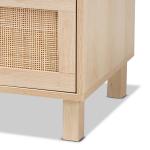Natural Wood and Rattan 3-Drawer Storage Cabinet