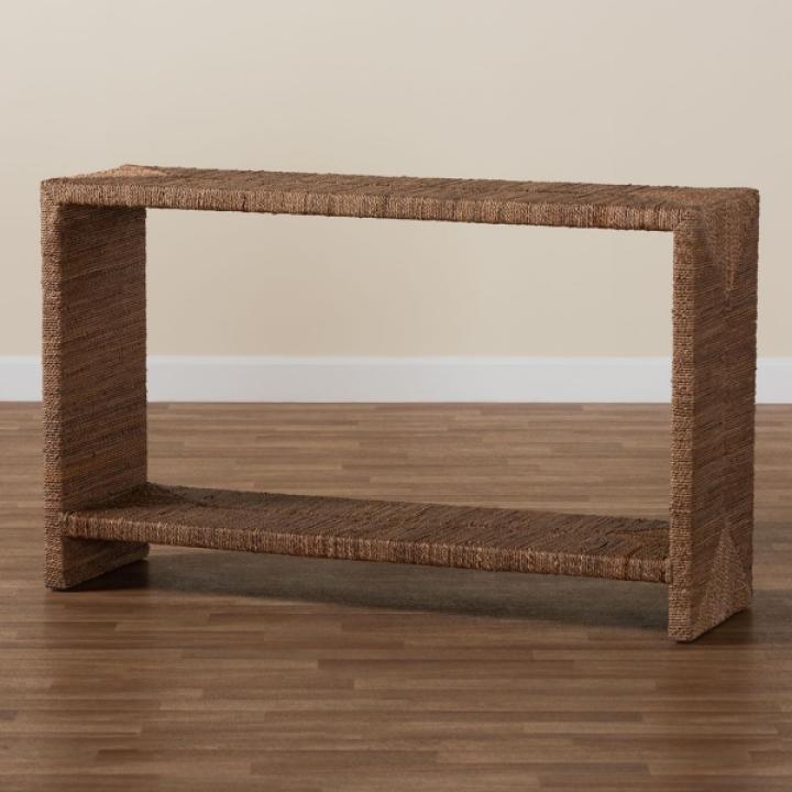 Natural Seagrass Wrapped Console Table
