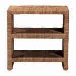 Natural Seagrass Wrapped Open Shelves Accent Table