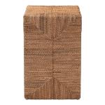 Natural Seagrass Wrapped Open Shelves Accent Table