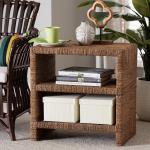 Natural Seagrass Wrapped Open Shelves Accent Table