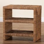 Natural Seagrass Wrapped Open Shelves Accent Table