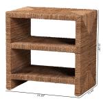 Natural Seagrass Wrapped Open Shelves Accent Table
