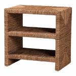 Natural Seagrass Wrapped Open Shelves Accent Table