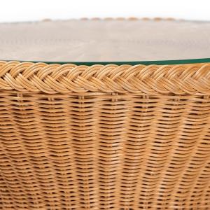 Honey Boho Braided Rattan Accent Table