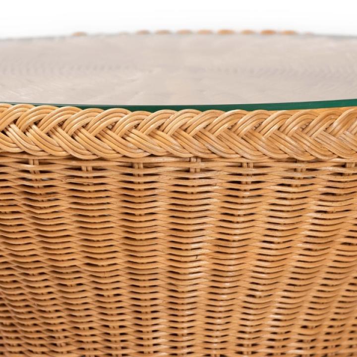 Honey Boho Braided Rattan Accent Table