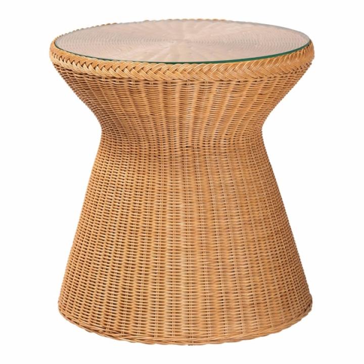 Honey Boho Braided Rattan Accent Table