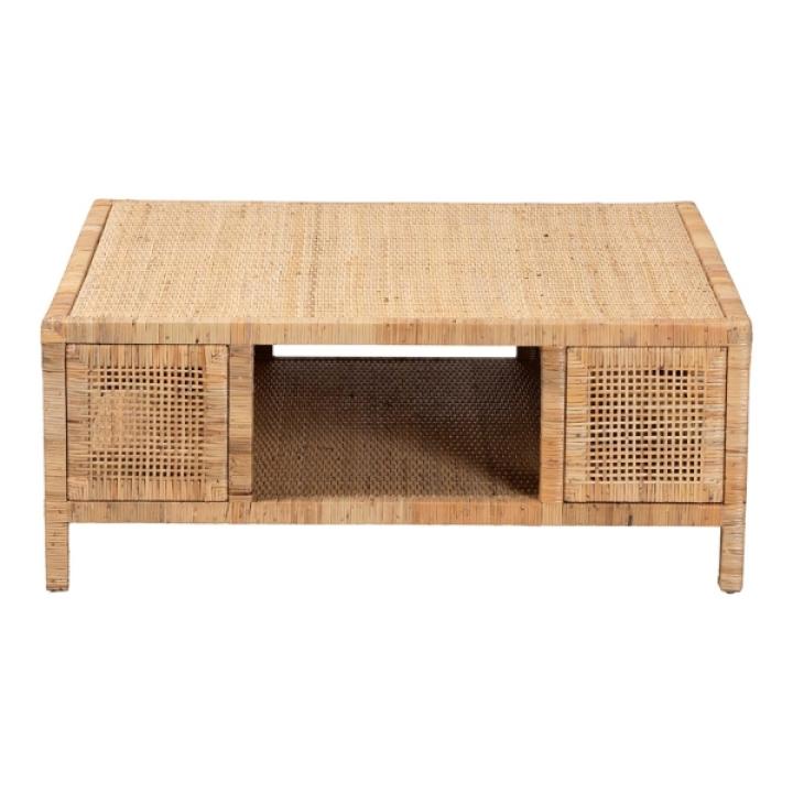 Light Honey Rattan Wrapped Coffee Table