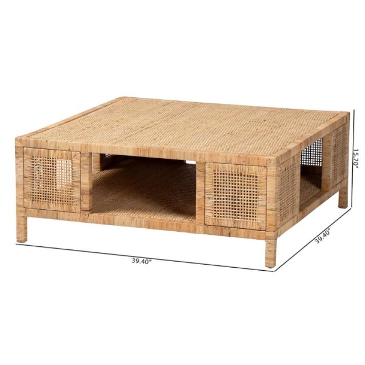 Light Honey Rattan Wrapped Coffee Table