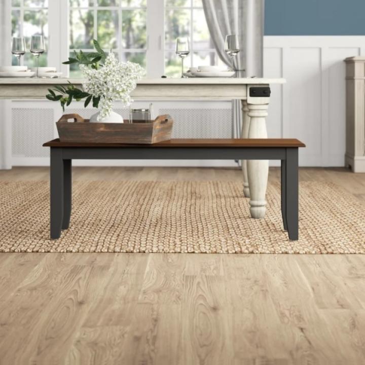 Cherry & Black Wood Blooming Dining Bench