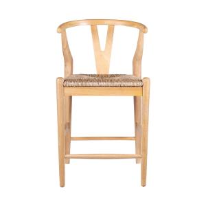 Natural Wood Wishbone Counter Stool
