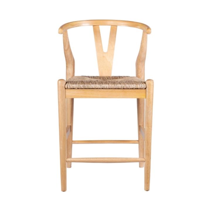 Natural Wood Wishbone Counter Stool