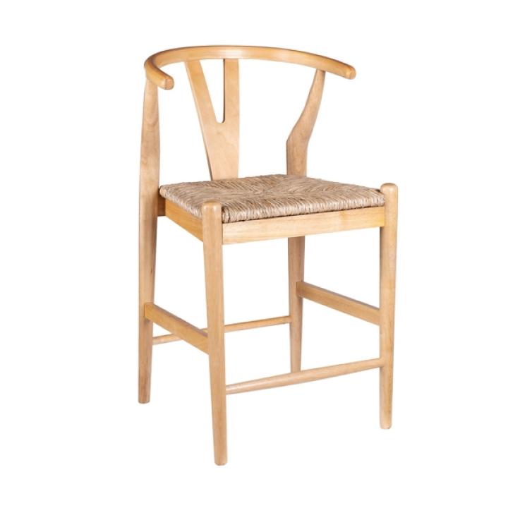 Natural Wood Wishbone Counter Stool