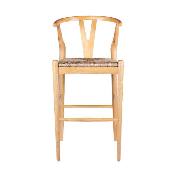 Natural Wood Wishbone Bar Stool