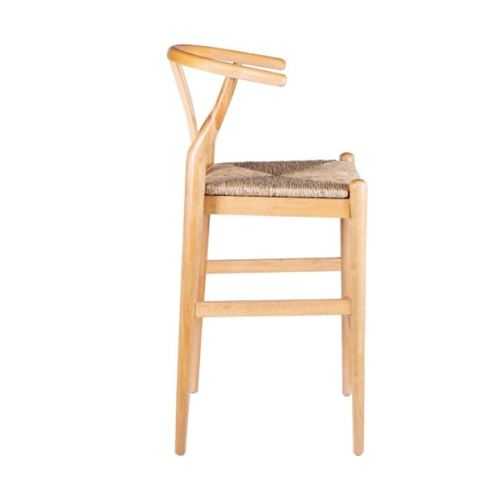 Natural Wood Wishbone Bar Stool