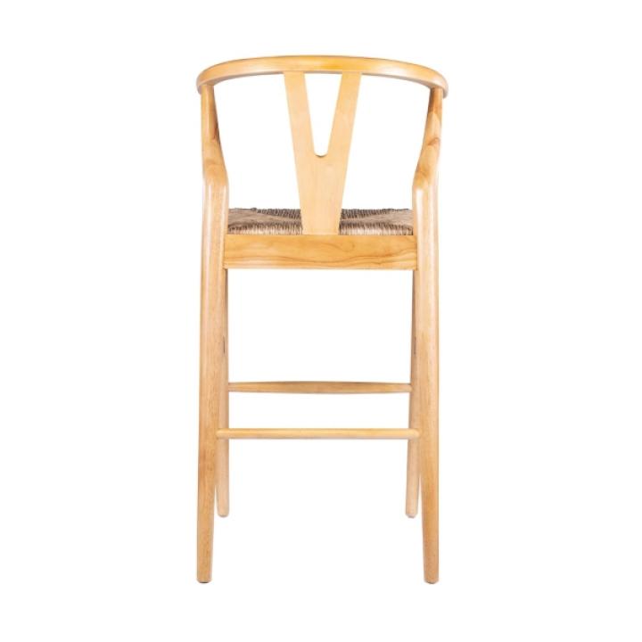 Natural Wood Wishbone Bar Stool