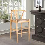 Natural Wood Wishbone Bar Stool
