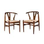 Walnut Wood Wishbone Dining Chairs, Set of 2