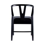 Black Leather Wishbone Dining Chairs, Set of 2