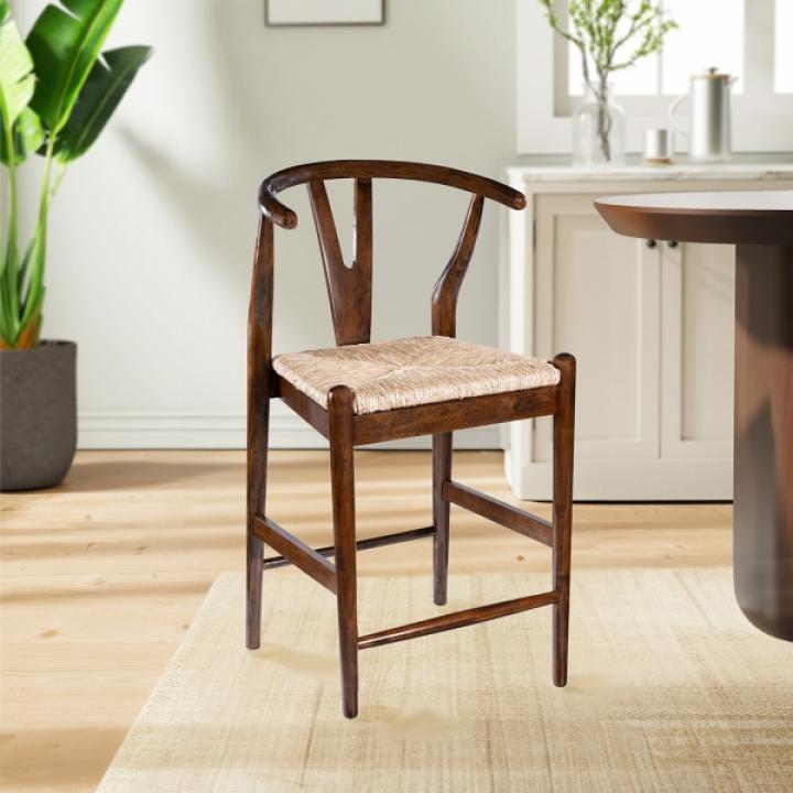 Walnut Wood Wishbone Bar Stool
