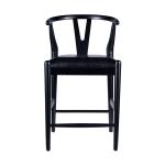 Black Faux Leather Wishbone Counter Stool