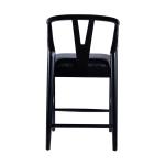 Black Faux Leather Wishbone Counter Stool