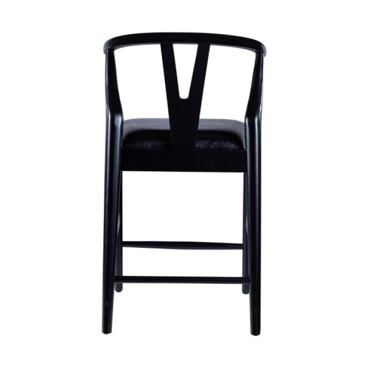 Black Faux Leather Wishbone Counter Stool