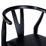 Black Faux Leather Wishbone Counter Stool