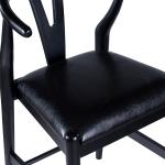 Black Faux Leather Wishbone Counter Stool