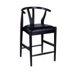Black Faux Leather Wishbone Counter Stool