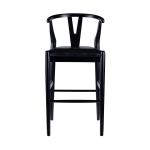 Black Faux Leather Wishbone Bar Stool