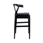 Black Faux Leather Wishbone Bar Stool
