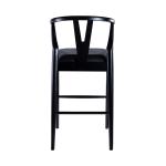 Black Faux Leather Wishbone Bar Stool