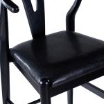 Black Faux Leather Wishbone Bar Stool