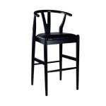 Black Faux Leather Wishbone Bar Stool