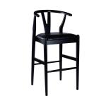 Black Faux Leather Wishbone Bar Stool