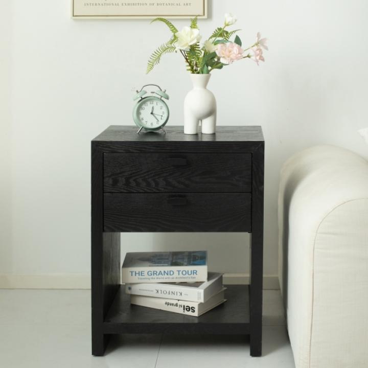 Black Vivara 2-Drawer Nightstand