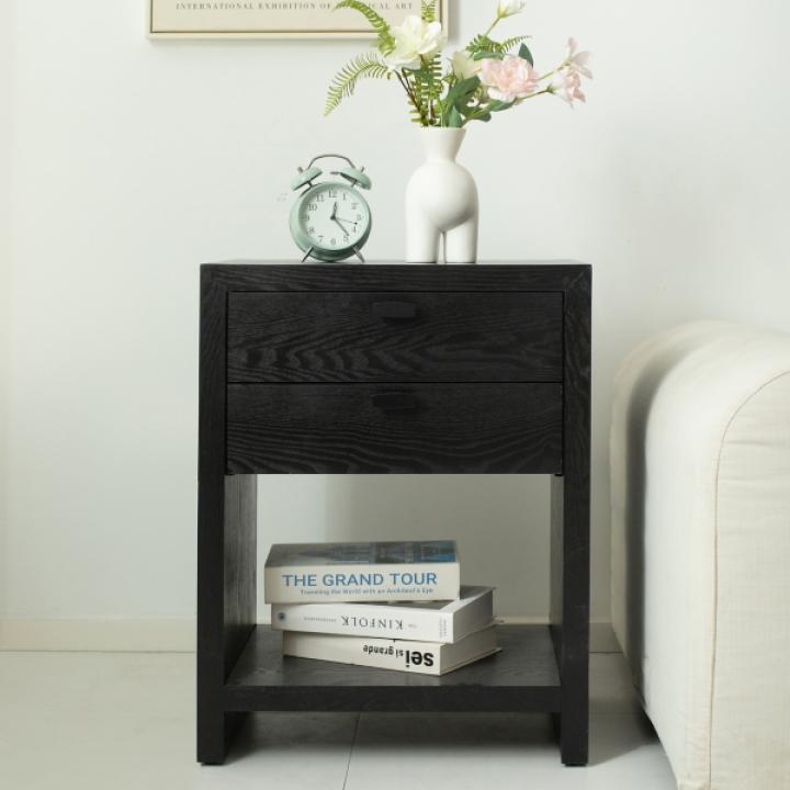 Black Vivara 2-Drawer Nightstand