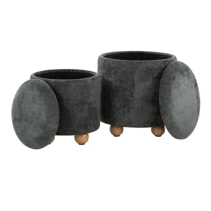 Green Bacci Nesting Ottomans, Set of 2