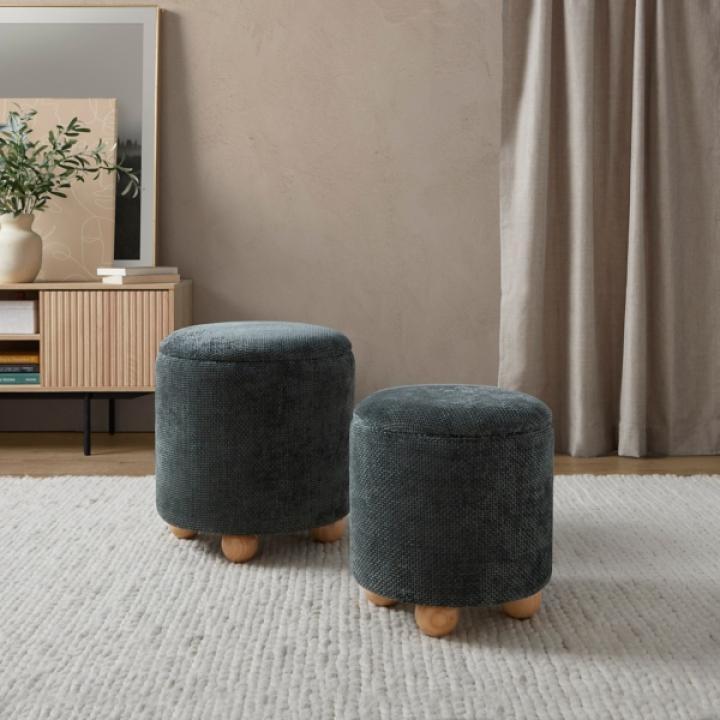 Green Bacci Nesting Ottomans, Set of 2