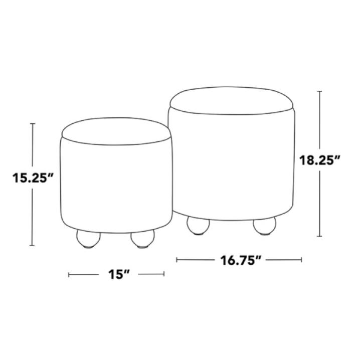 Green Bacci Nesting Ottomans, Set of 2