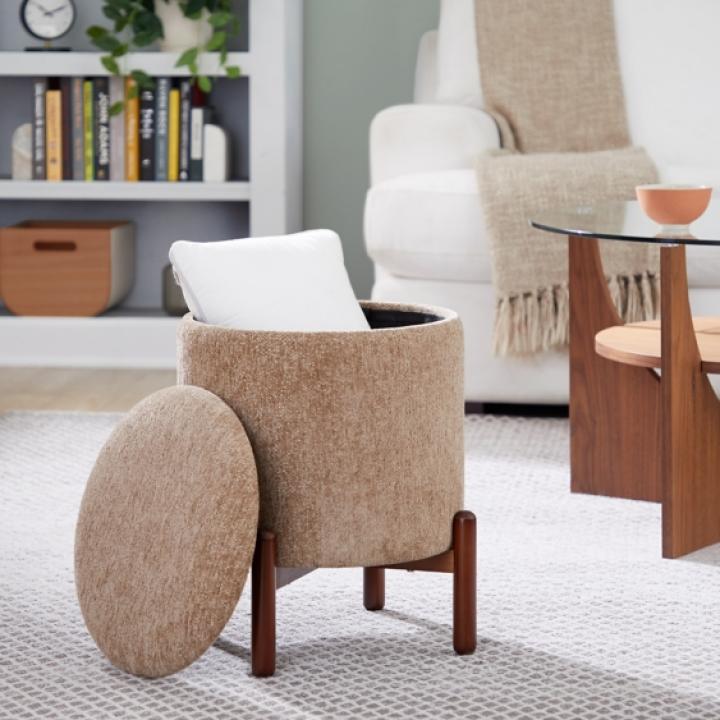 Tan Daniella Storage Ottoman