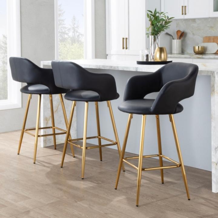 Black Faux Leather Marge Counter Stools, Set of 2